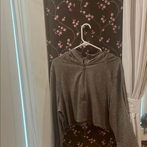 Gray/tan Cropped Hoodie matching yoga pants